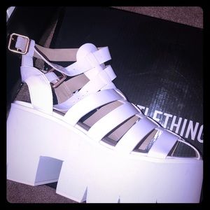White platform sandals